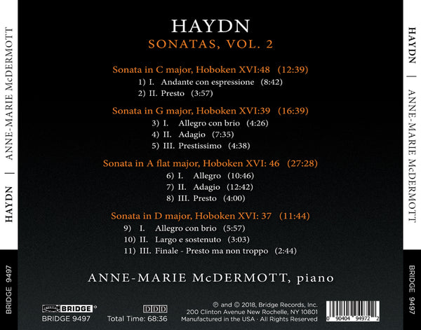 Anne-Marie McDermott: Haydn Sonatas, Vol. 2 BRIDGE 9497