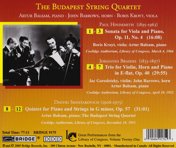 String　The　Bridge　Great　Budapest　BRIDGE　Vol.　Quartet　9175　Performances　21　–　Records