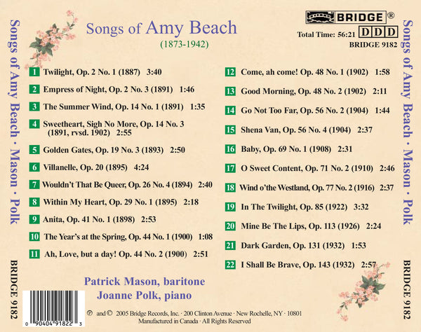 Songs of Amy Beach BRIDGE 9182 – Bridge Records