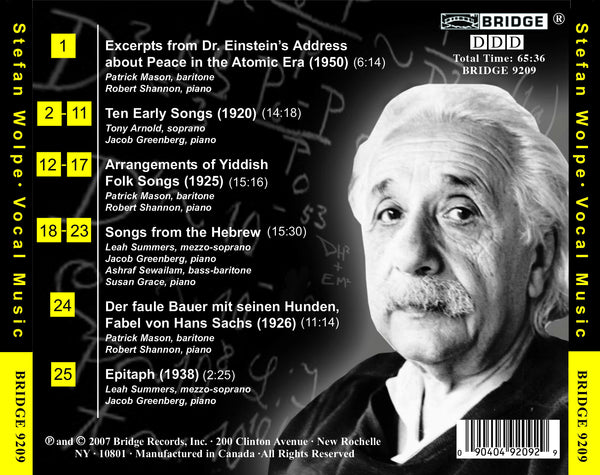 Stefan Wolpe, Vol. 3 Songs (1920-1954) BRIDGE 9209 – Bridge Records