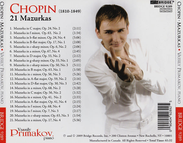 Primakov plays Fryderyk Chopin: 21 Mazurkas BRIDGE 9289 – Bridge