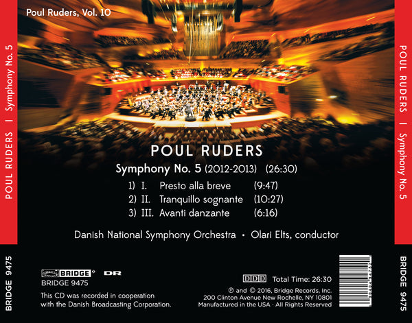 Poul Ruders: Symphony No. 5 Ruders Edition, Vol. 10 BRIDGE 9475