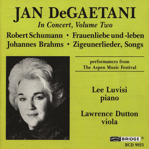 Jan DeGaetani in Concert, Vol. 2 <BR> BRIDGE 9025