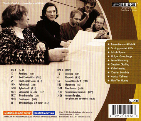 Ursula Mamlok, Volume 4 BRIDGE 9361A/B – Bridge Records